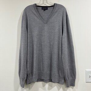 Brooks Brother Men's Greay Merino Wool Sweater Size XL